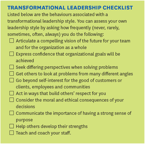 Transformational leadership checklist