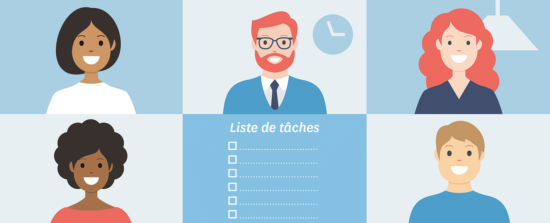 Illustration of people around a to-do-list