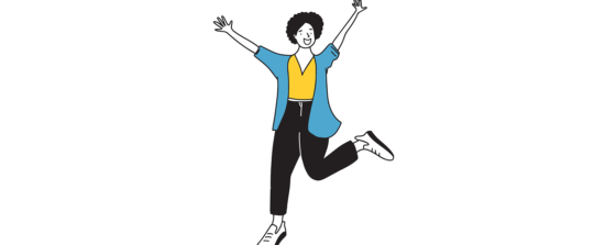Illustration of women jumping with joy